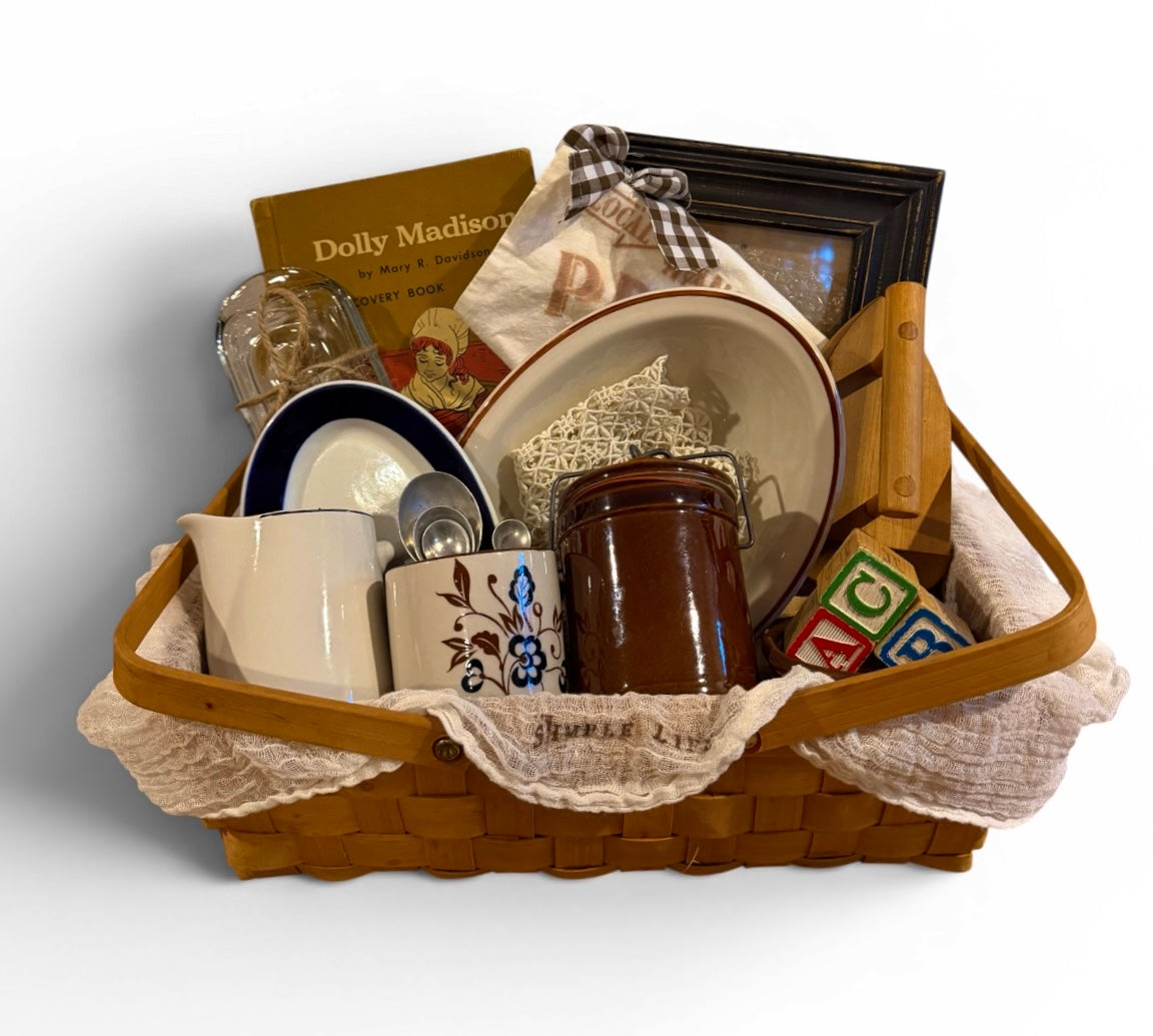 Vintage Curated Farmhouse Gathering Basket | Americana Kitchen & Cottage Collection