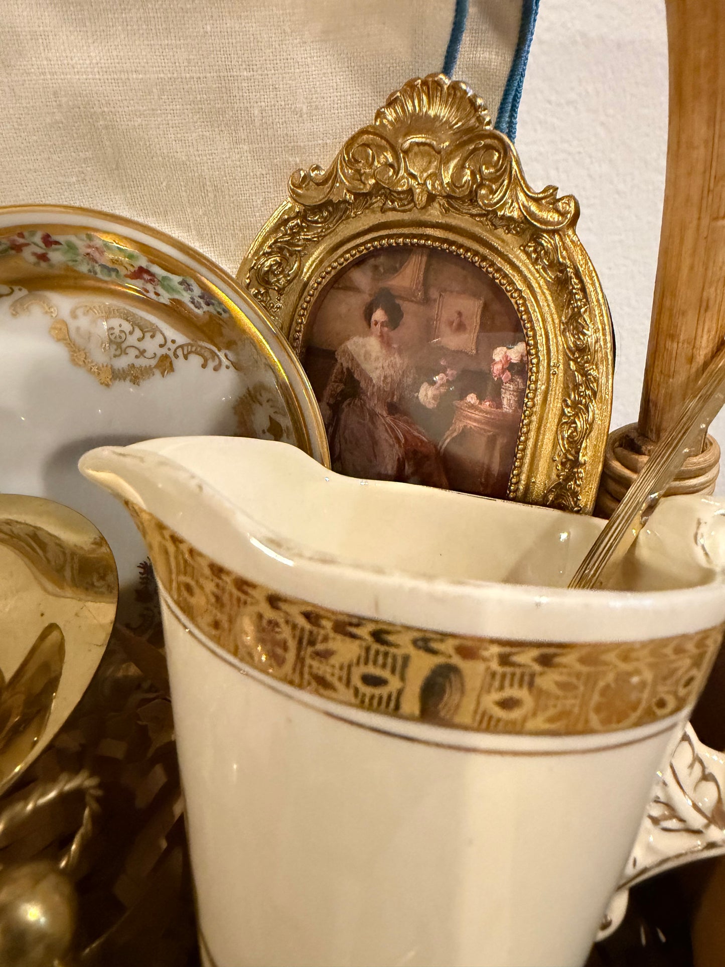 Curated Vintage Grandmillennial Basket | Collected Charm Home Decor Bundle