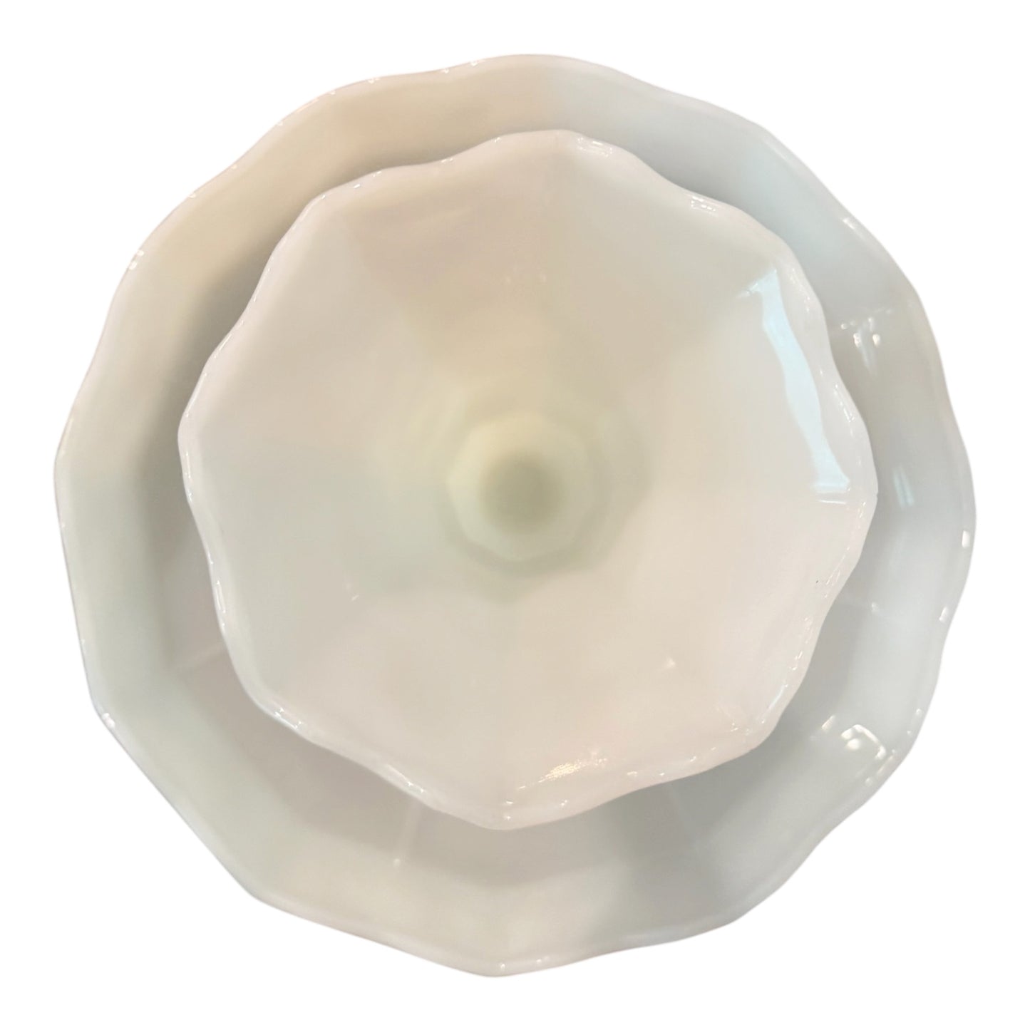Vintage Milk Glass Pedestal Cake Stand | Harvest Grape / Paneled Grape Pattern | Mid-Century Glass