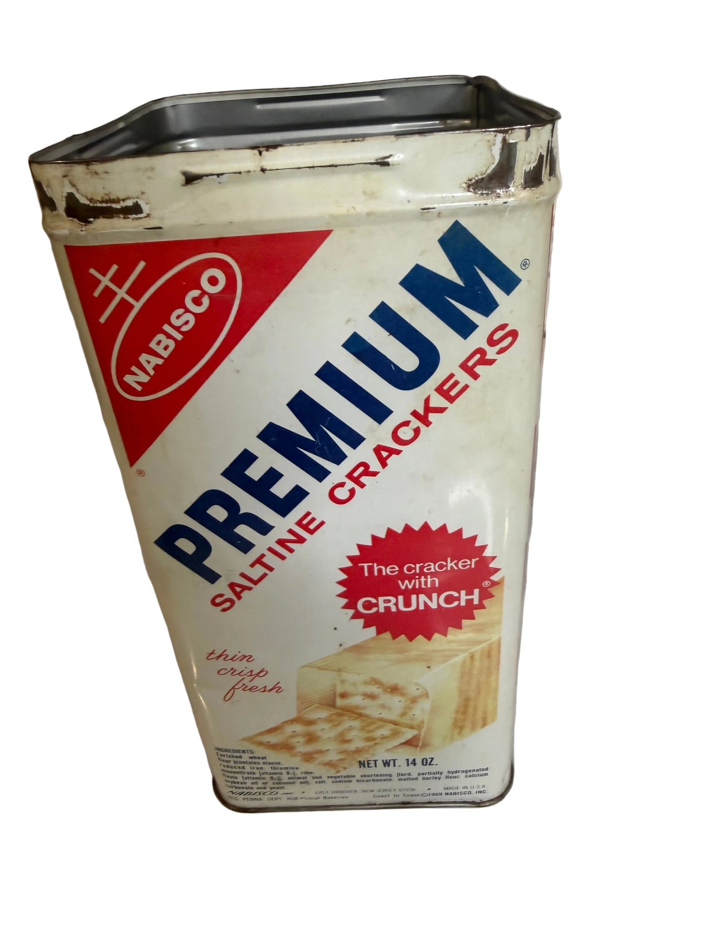 Vintage Nabisco Premium Saltine Cracker Tin Canister (c. 1969)