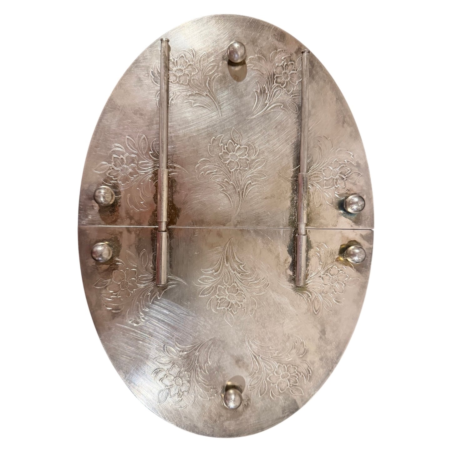 West German Vintage Silver-Plated Expandable Trivet | Adjustable Floral Embossed Hot Plate Stand