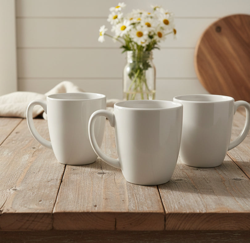 Set of 4 Corelle Coordinates Stoneware Mugs – Winter Frost White