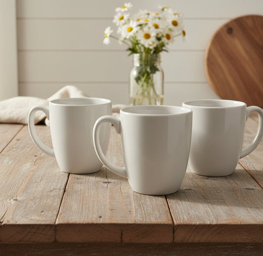 Set of 4 Corelle Coordinates Stoneware Mugs – Winter Frost White