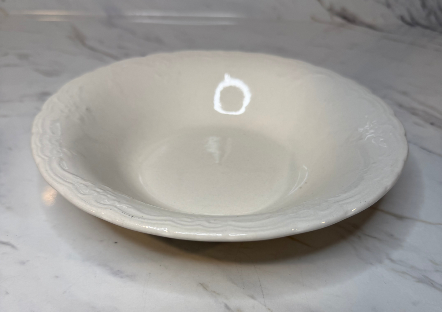 Philippe Richard Versailles White Embossed Bowl | Fleur-de-Lis China | Farmhouse Display