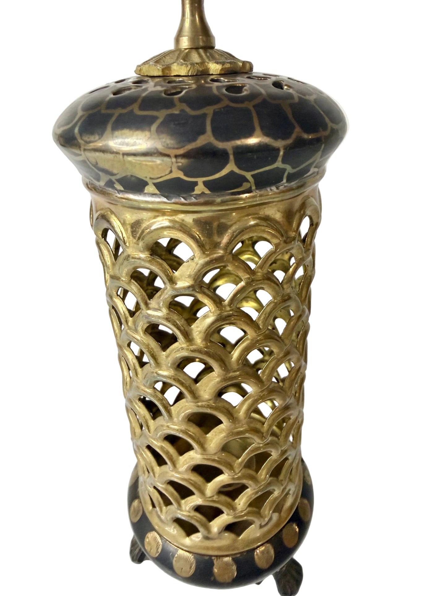 Vintage Brass Pierced Lantern Candle Holder