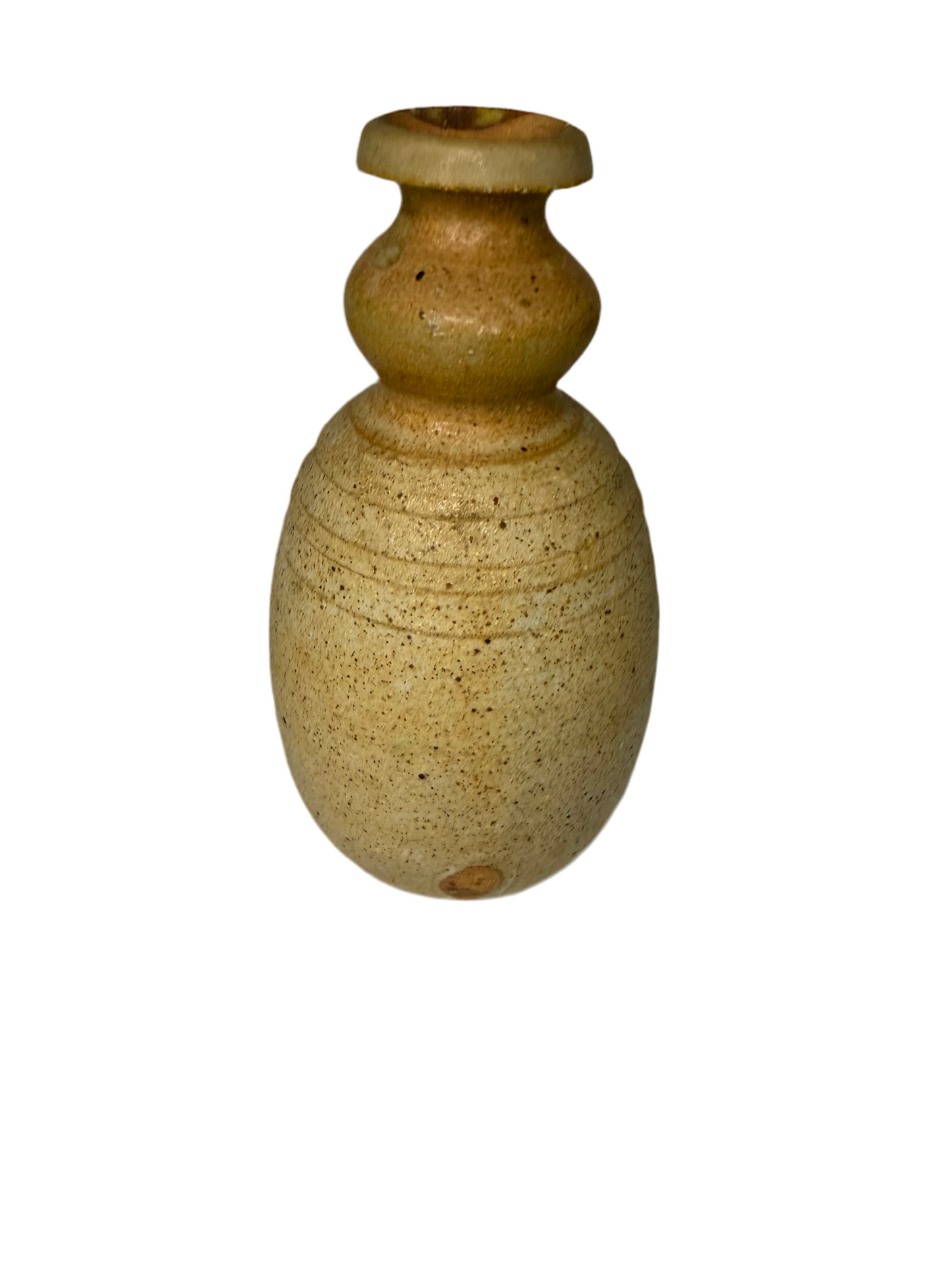 Vintage Studio Pottery Double Gourd Vase – Moss Green & Raw Clay