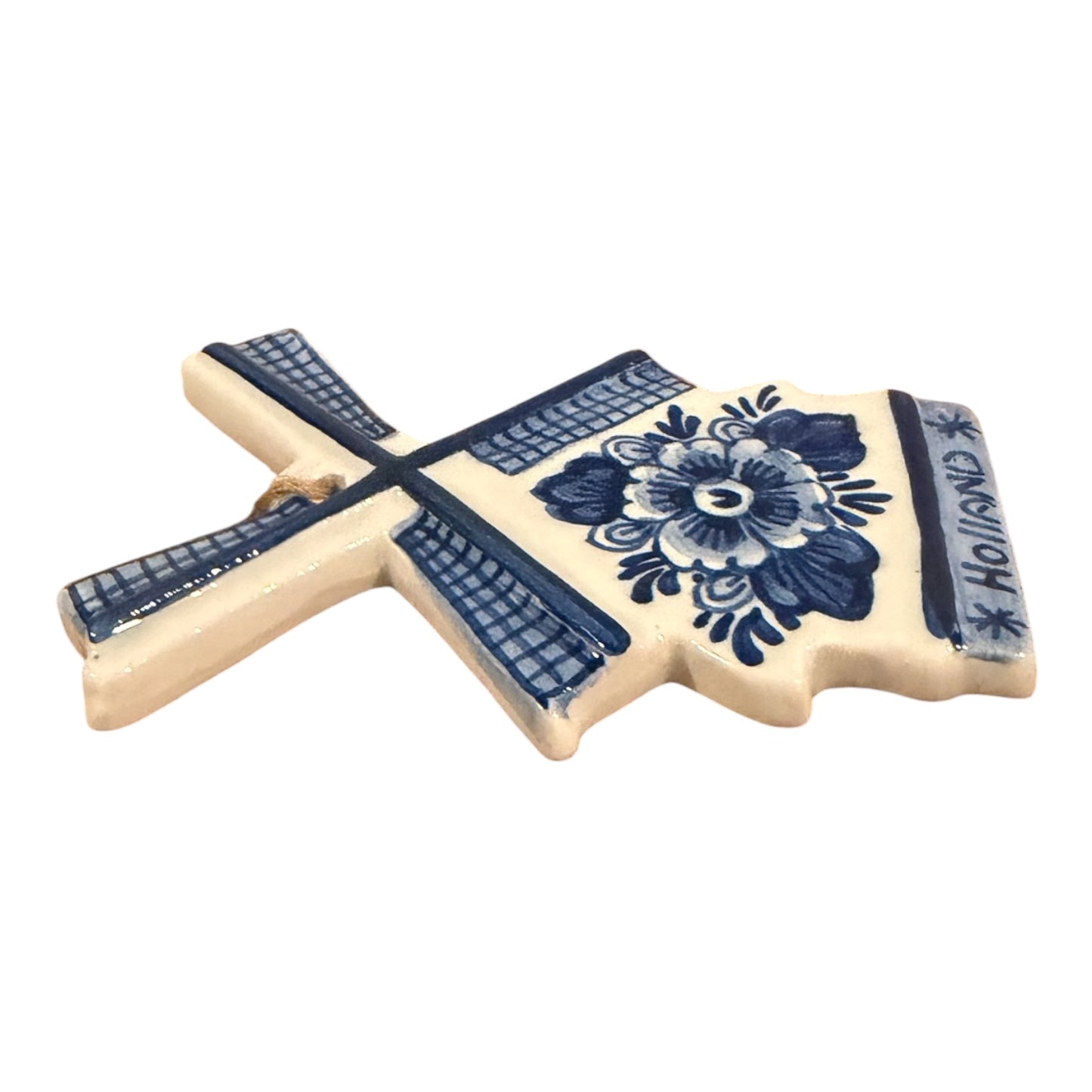 Vintage Delft Blue Windmill Ornament – Hand-Painted Holland Ceramic Decor