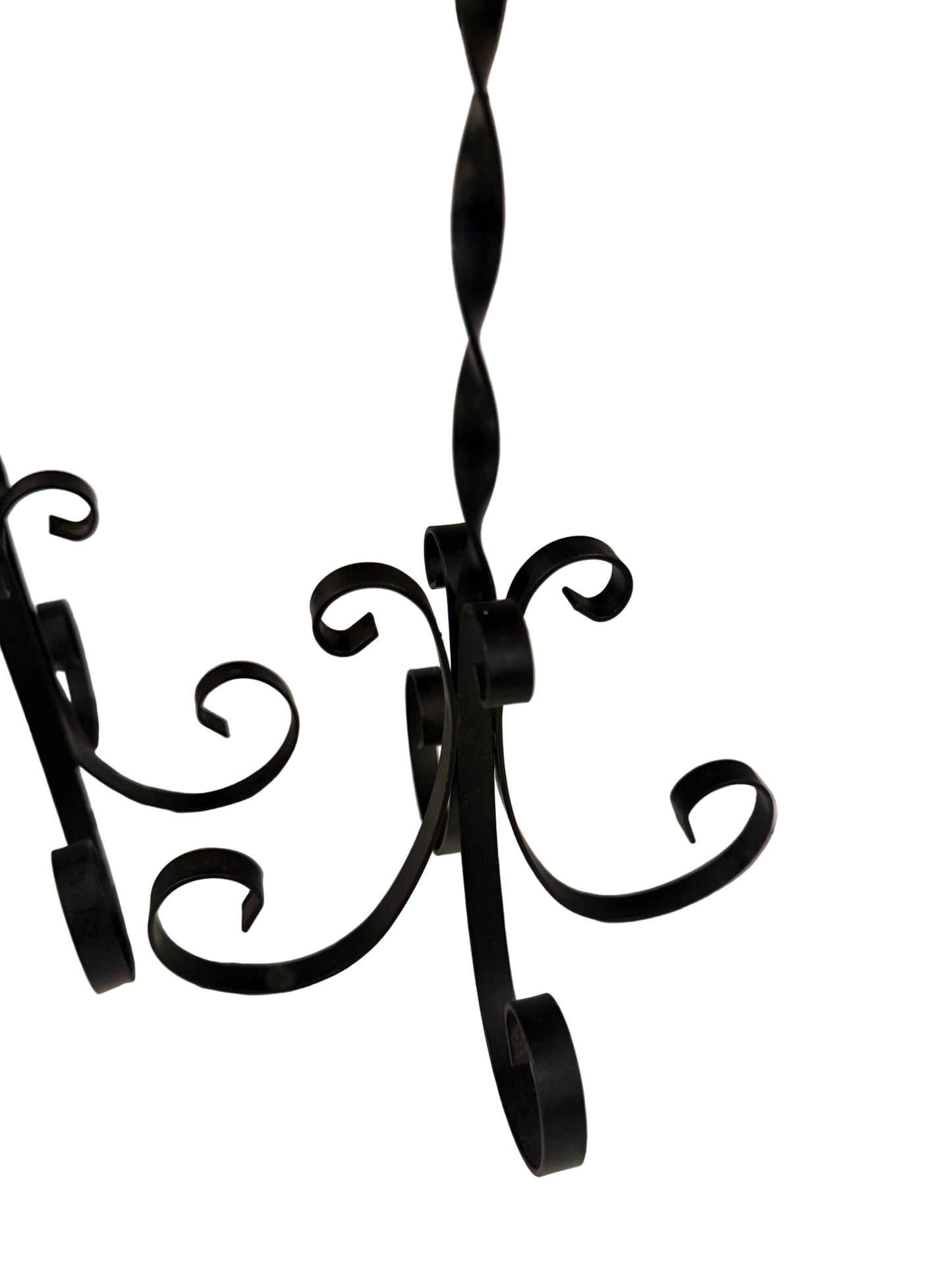 Set of Two Rare Treasure Craft Black Metal & Green Ceramic Candelabra