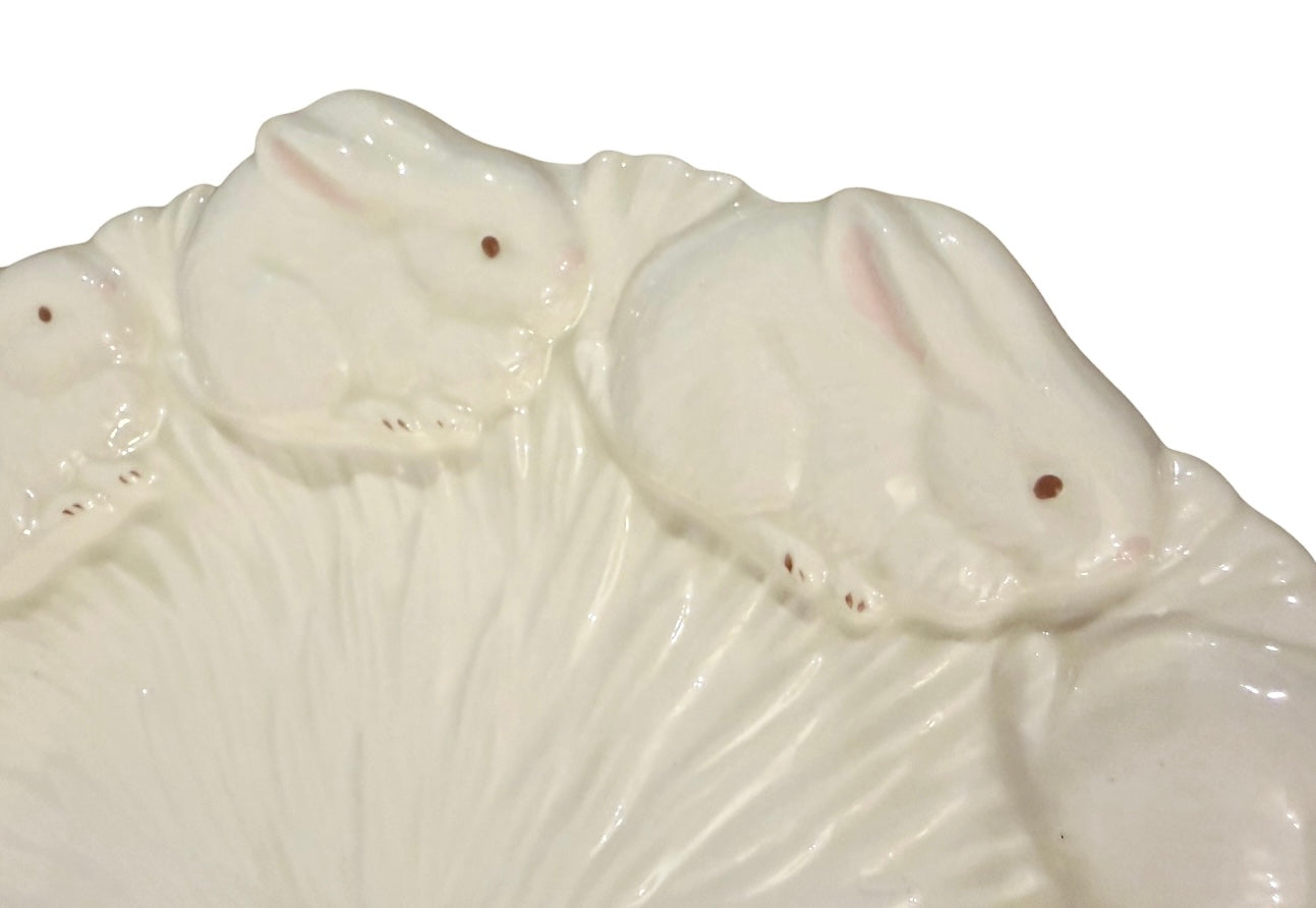 Dedham Potting Shed Style Vintage Rabbit Plate | Embossed White Ceramic Bunny Platter | Cottagecore Easter Decor | Collectible Bunny Dish