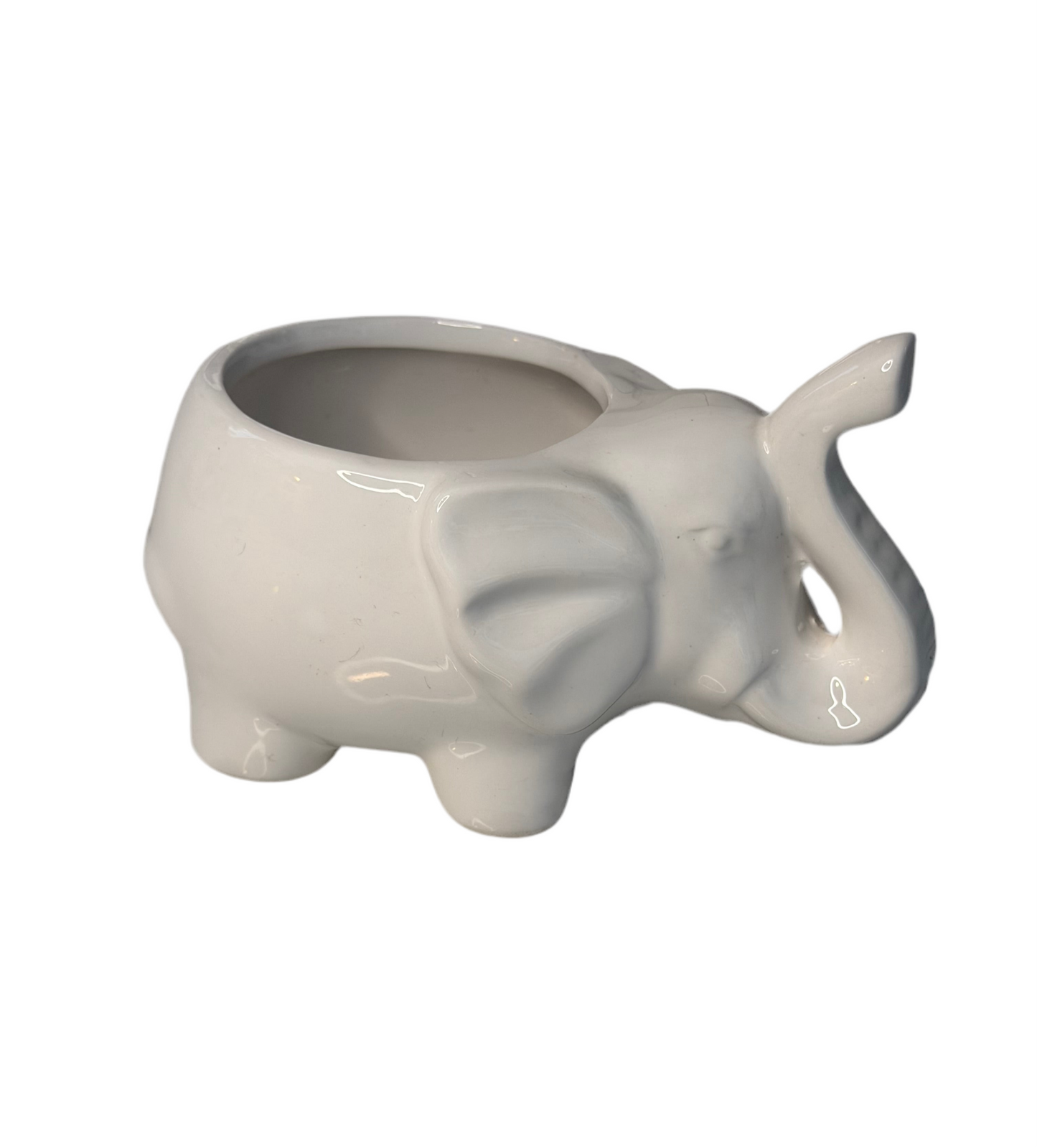 White Ceramic Elephant Planter – Small Succulent Pot or Desk Organizer