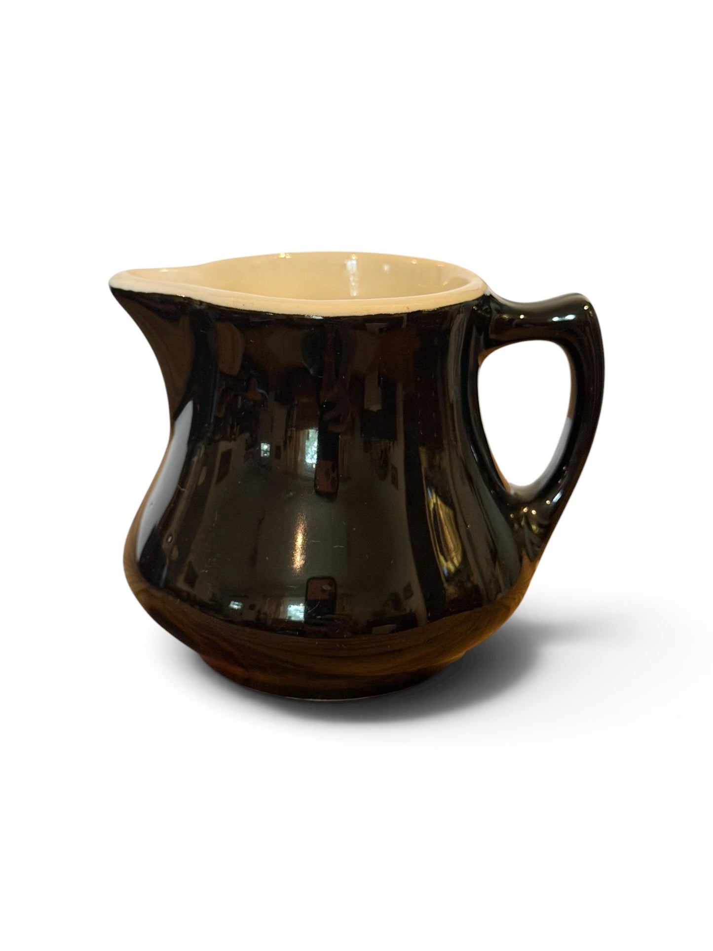 Hall China Black Individual Vintage Creamer Pitcher | Restaurant Ware Syrup Server | Made in USA