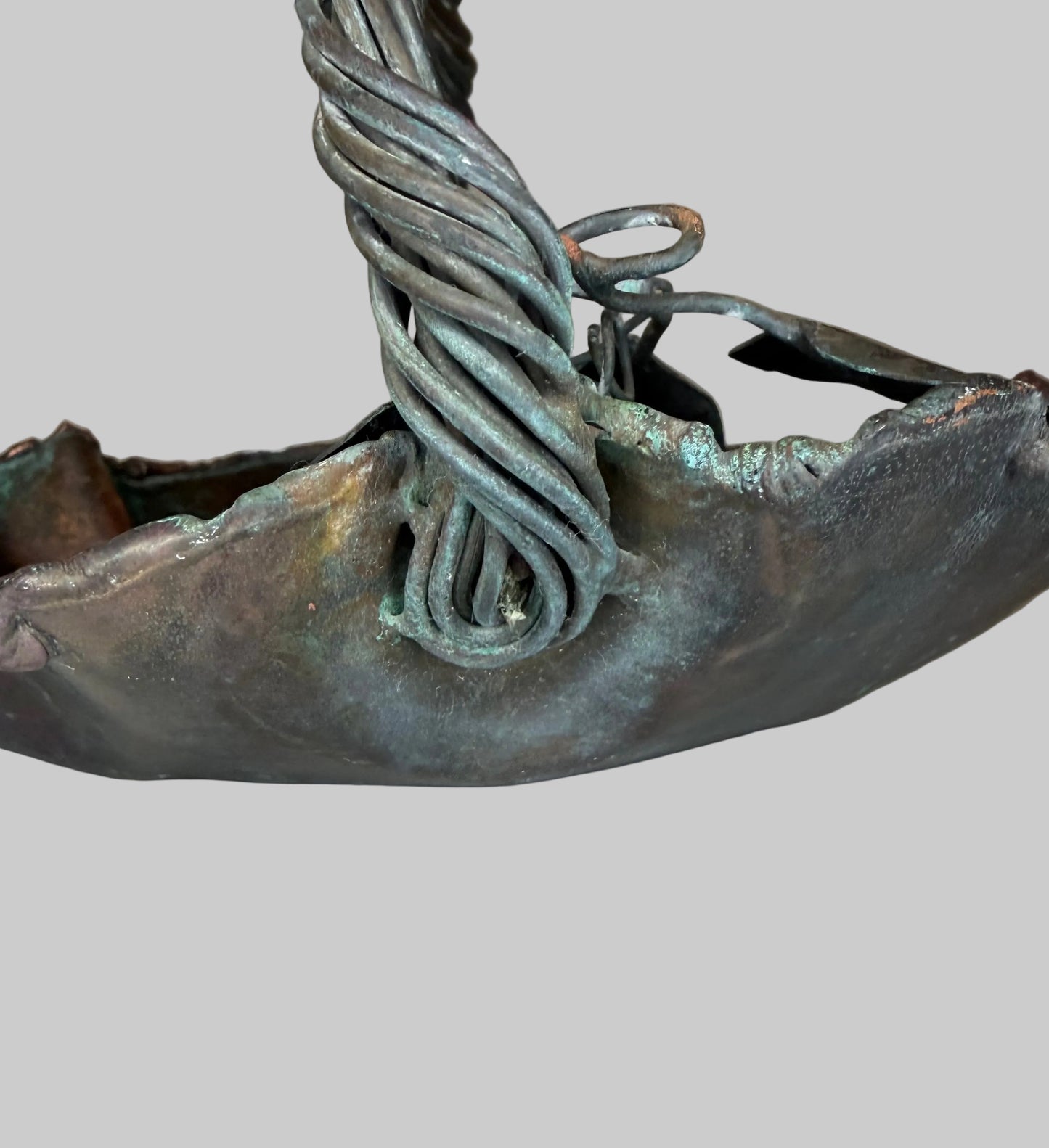 Solid Copper Basket — Heavy, Non-Magnetic, Naturally Patinated