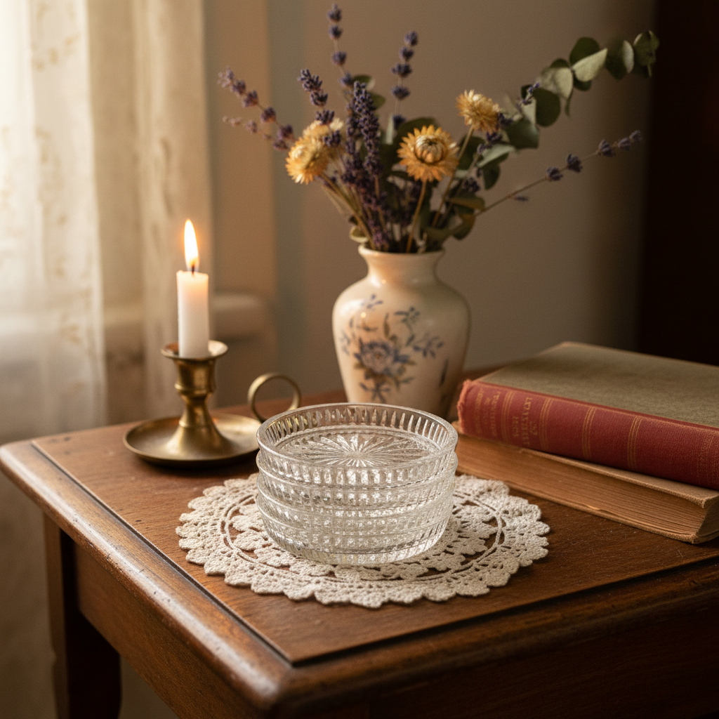 Princess House Vintage Highlights Lead Crystal Drink Coasters | Set of 4 | Royal Highlights #876