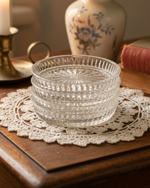 Princess House Vintage Highlights Lead Crystal Drink Coasters | Set of 4 | Royal Highlights #876
