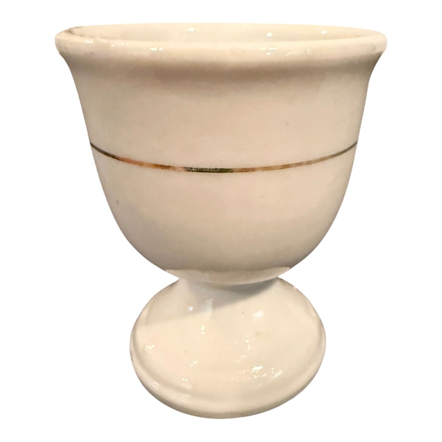 Set of 4 Vintage Footed Ceramic Egg Cups – Gold Rim Breakfast Tableware