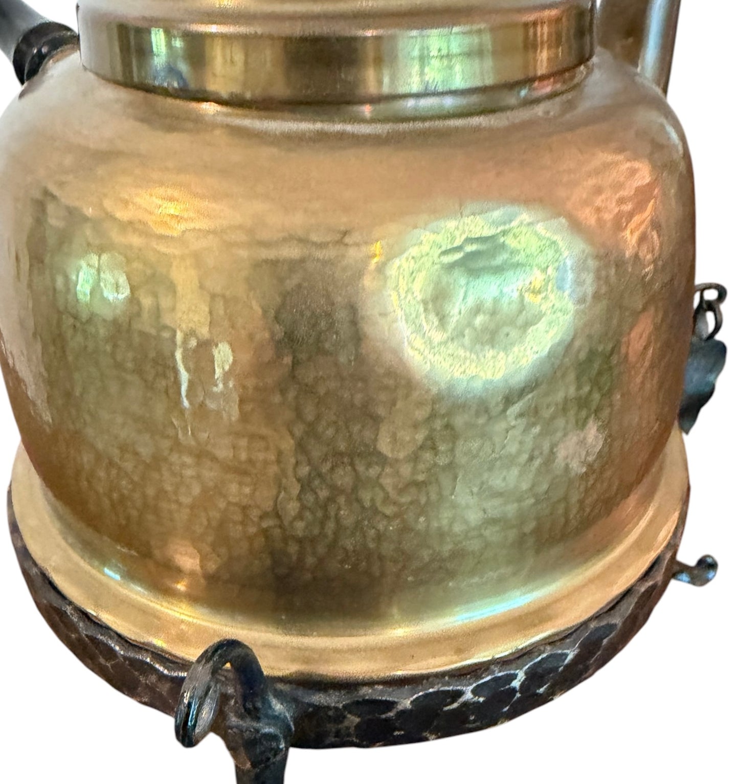 Antique Hammered Copper Kettle on Wrought Iron Stand | Turkish / Swedish Style Tea Warmer