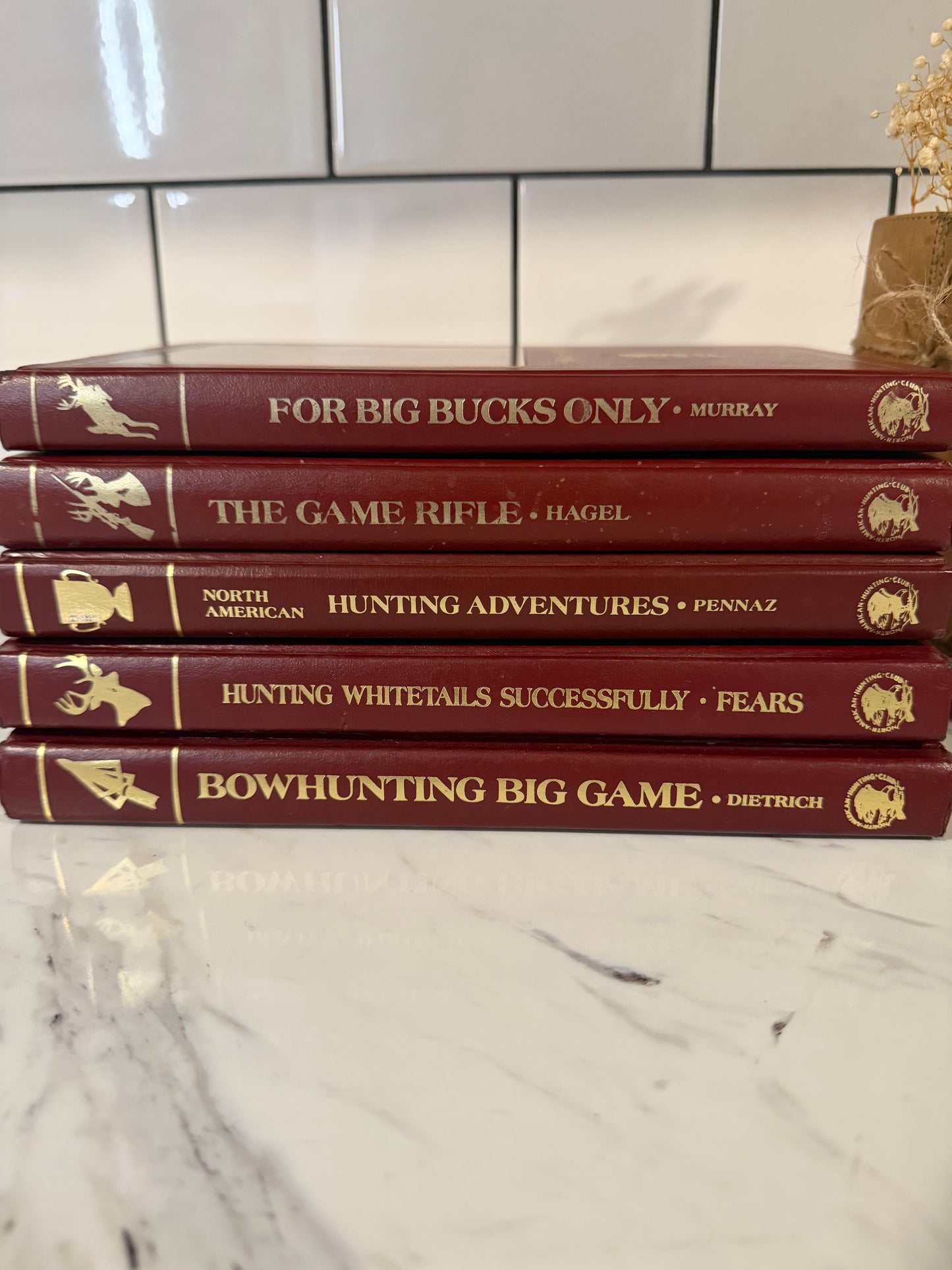 Vintage North American Hunting Club Book Collection — Leather-Bound Hardcovers
