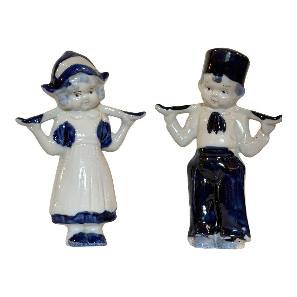 Delft-Style Vintage Dutch Boy & Girl Porcelain Figurines – Made in Japan