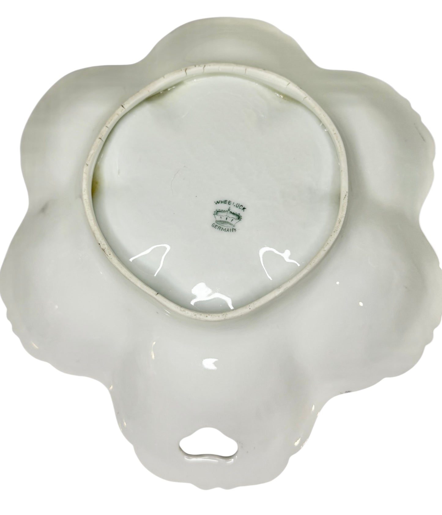 Antique German Porcelain Clover Bowl – Hand-Painted Floral | Late Victorian / Edwardian Era