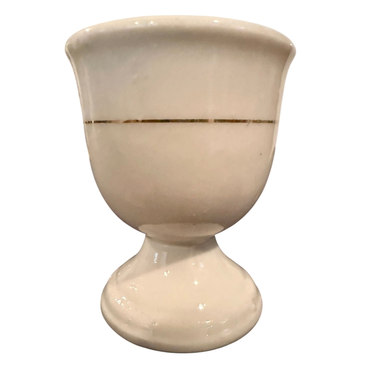 Set of 4 Vintage Footed Ceramic Egg Cups – Gold Rim Breakfast Tableware
