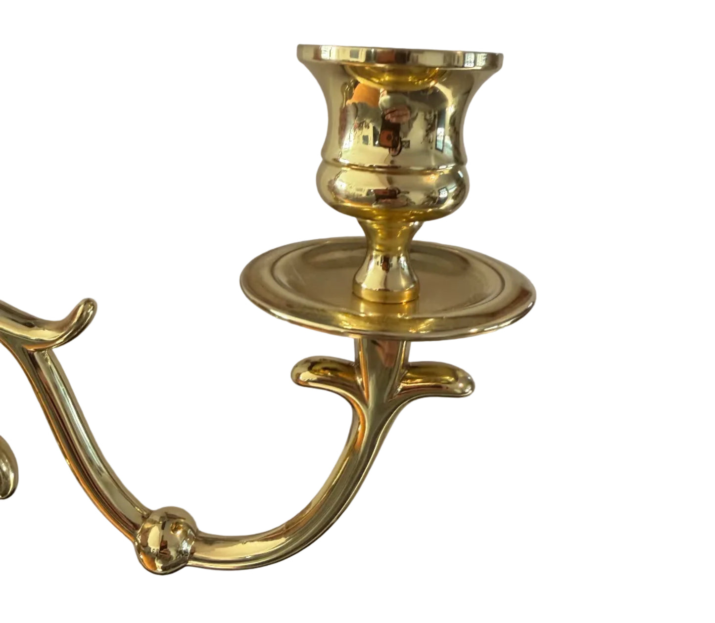 Vintage Pair of Colonial Revival Solid Brass Candle Wall Sconces