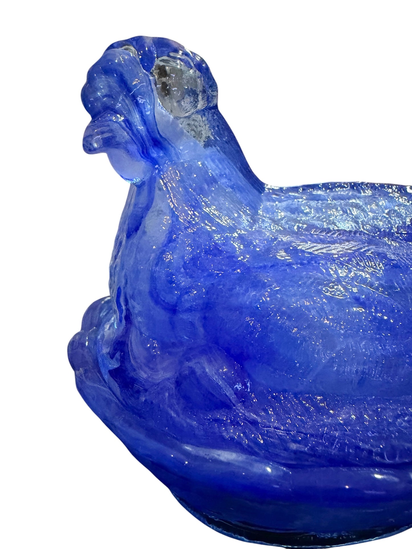 Cobalt Blue & White Swirl Covered Hen on Nest Candy Dish | Trinket Box