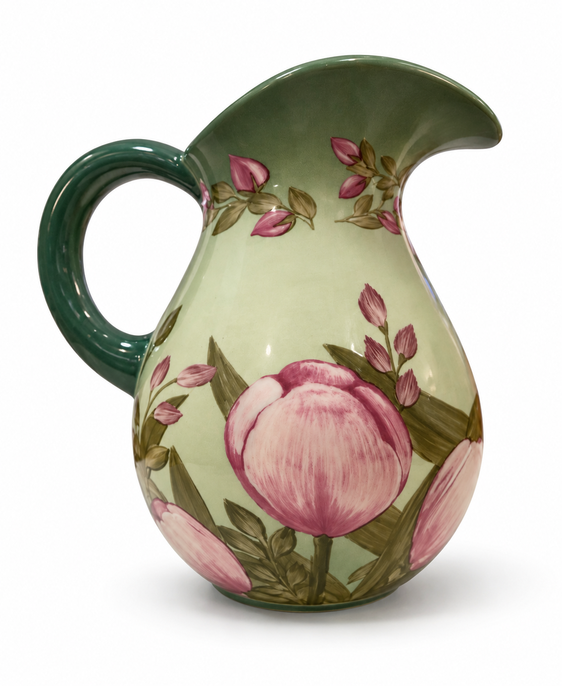 Teleflora Spring Tulip Ceramic Pitcher – Vintage Hand-Painted Floral Vase