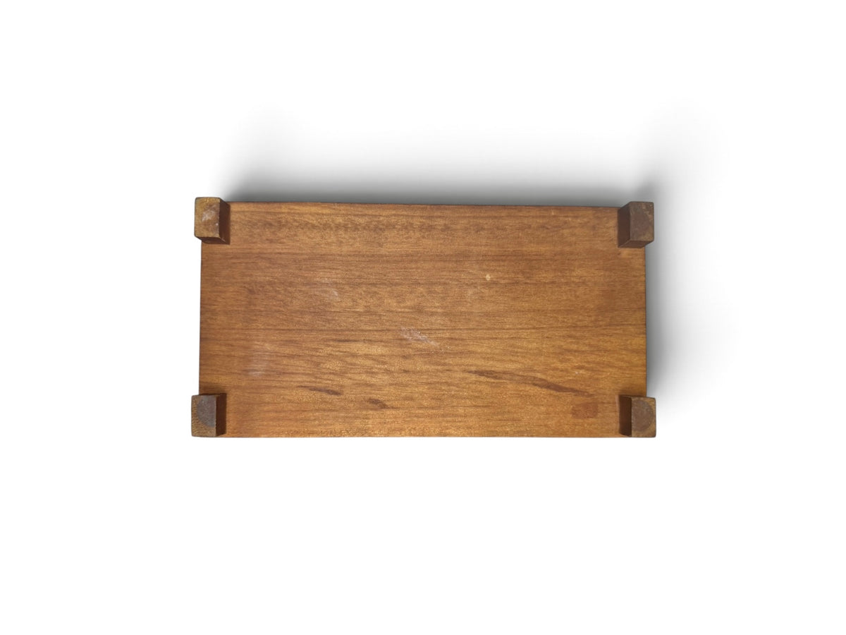 Vintage Cherry-Tone Wooden Jewelry Box with Swing-Out Compartments - Riser