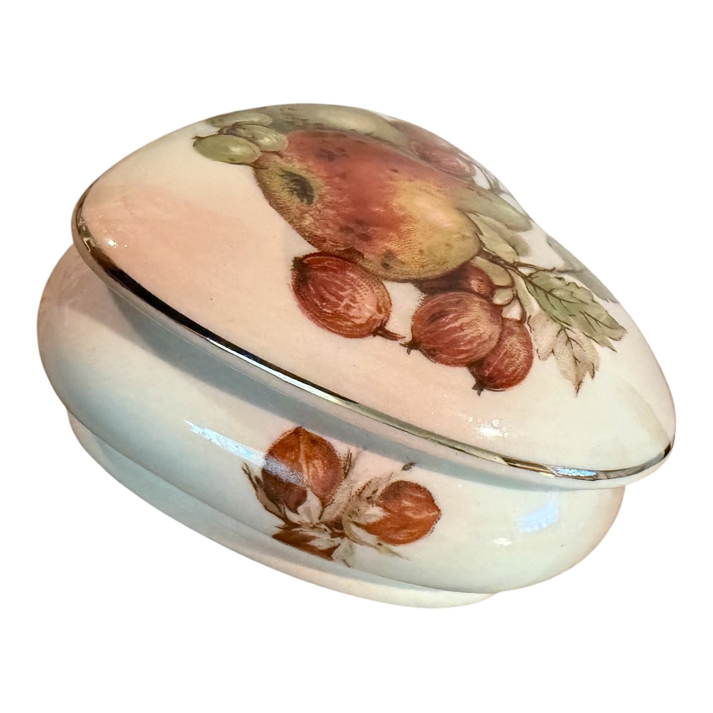 Royal Worcester Palissy Vintage Heart Trinket Box | Royale Collection | Autumn Fruit Porcelain Keepsake Box