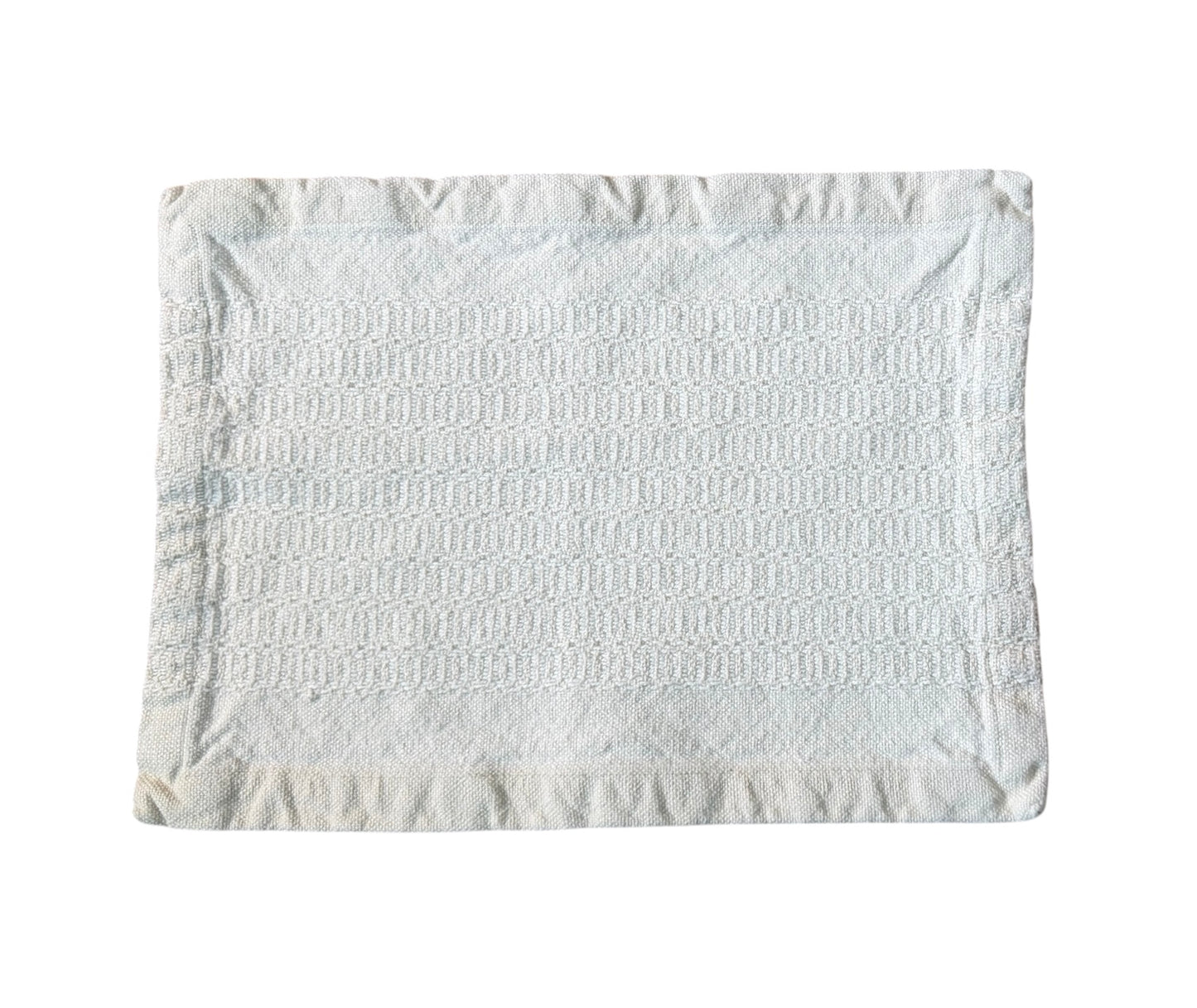Set of 12 Textured Cotton Blend Linens Woven Off-White Placemats – Farmhouse Geometric Grid