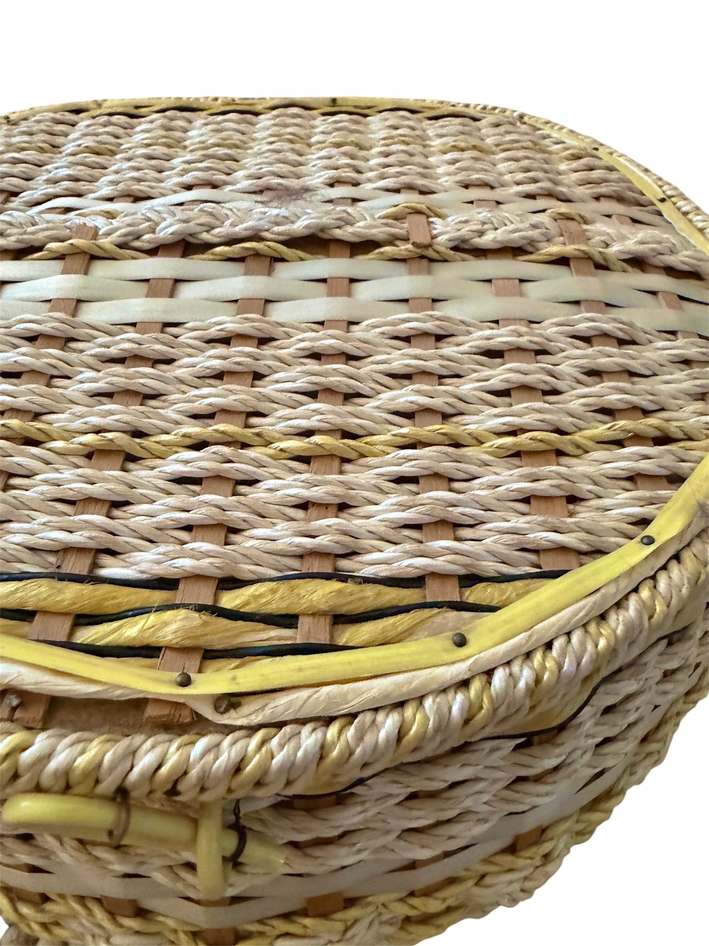 Vintage Woven Sewing Basket - Mid-Century Craft Storage Treasure