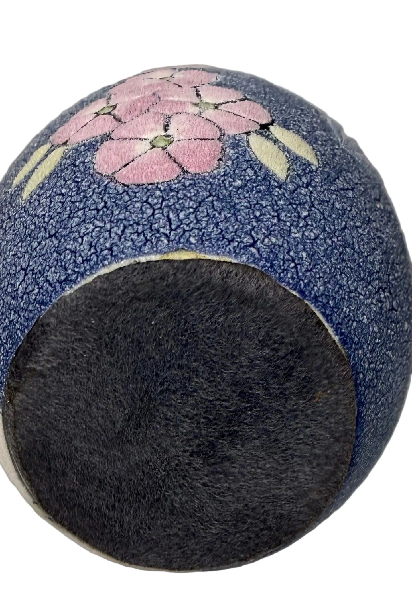 Vintage High-Relief Ceramic Vase – Hand-Painted Floral & Fruit Design