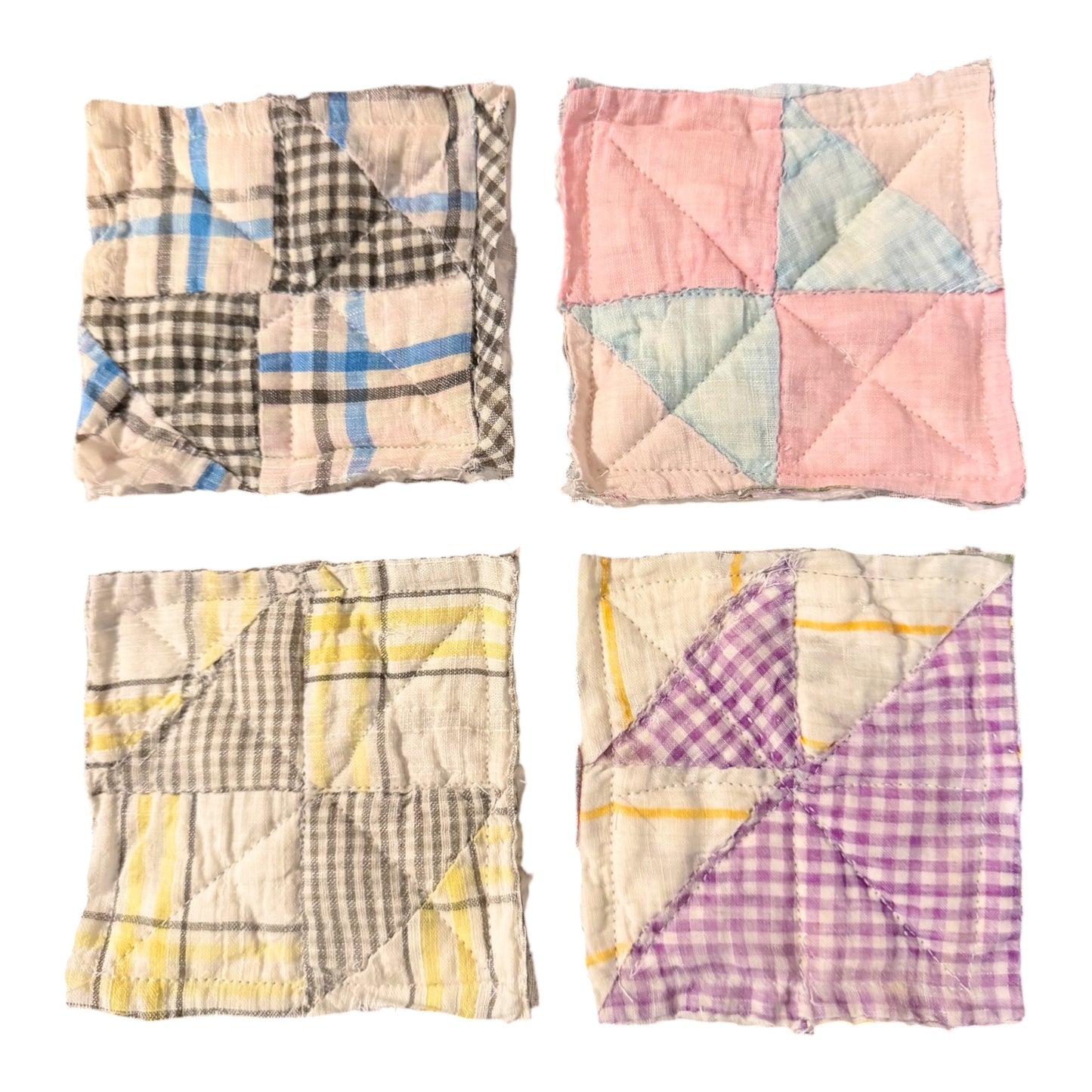 Handmade Quilt Coaster Set | Upcycled Vintage Quilt Coasters | Set of 4