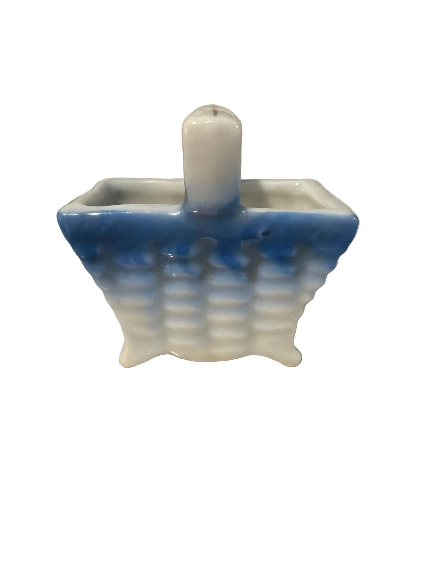 Miniature Vintage Isco Hand-Painted Porcelain Basket – Made in Japan – c. 1950s