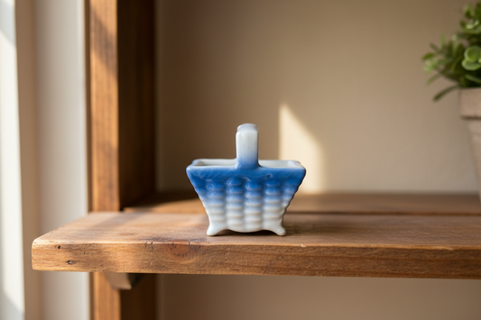 Miniature Vintage Isco Hand-Painted Porcelain Basket – Made in Japan – c. 1950s