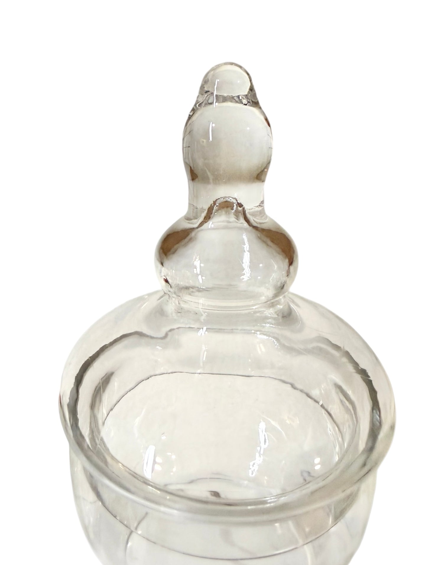 Large 16” Hand-Blown Glass Apothecary Jar with Lid – Footed Candy Jar | Vintage-Style Display Vessel