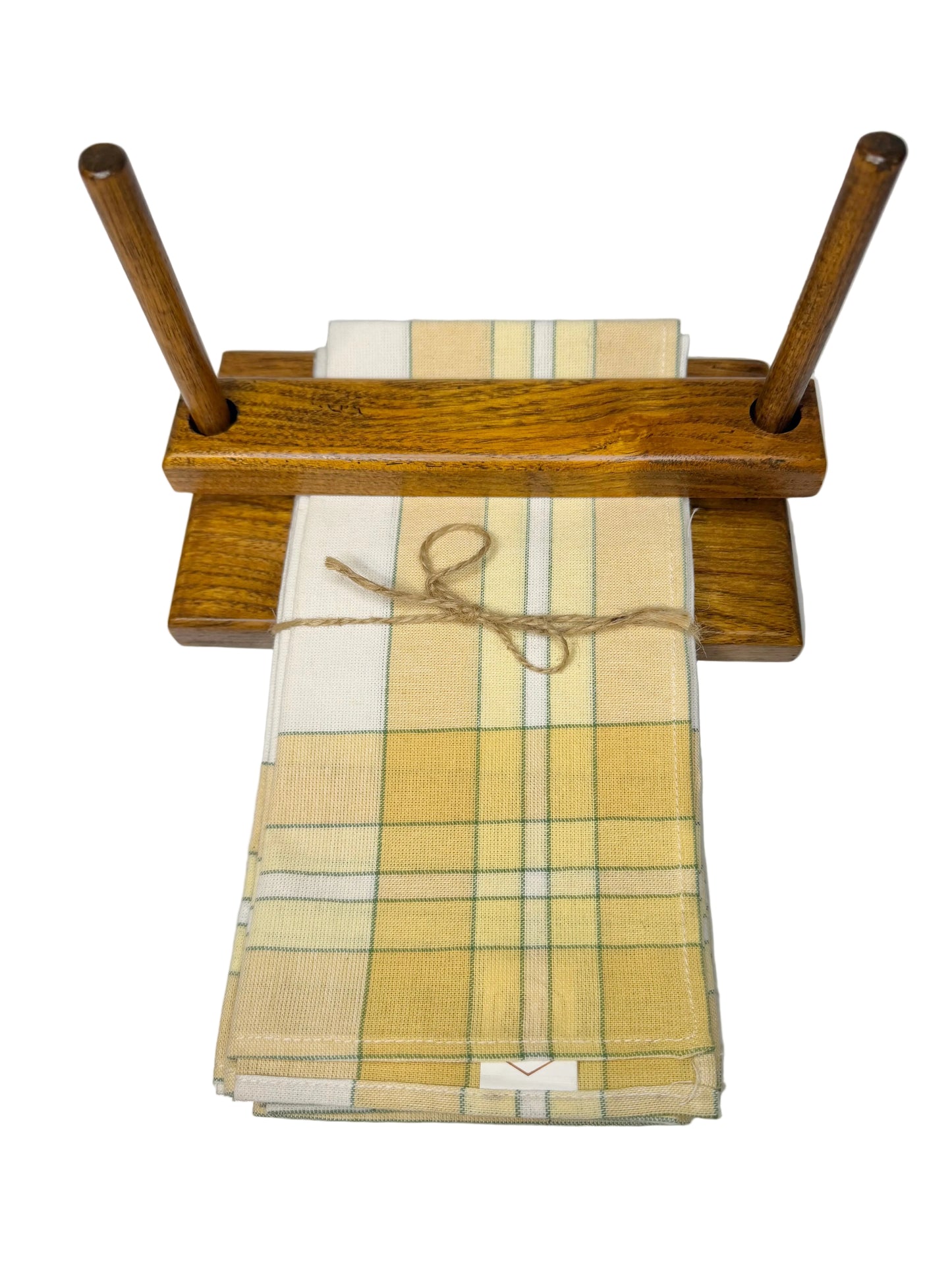 Vintage Solid Wood Napkin Holder with Cloth Napkins - Napkin Press / Napkin Dispenser