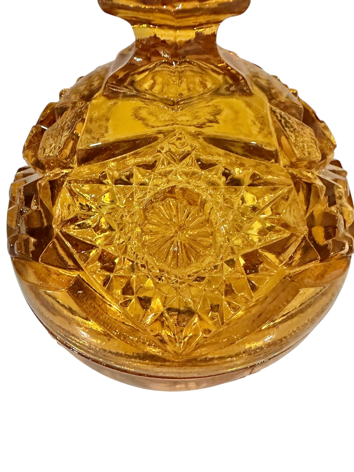 Kemple Vintage Glass Amber Covered Compote Candy Dish