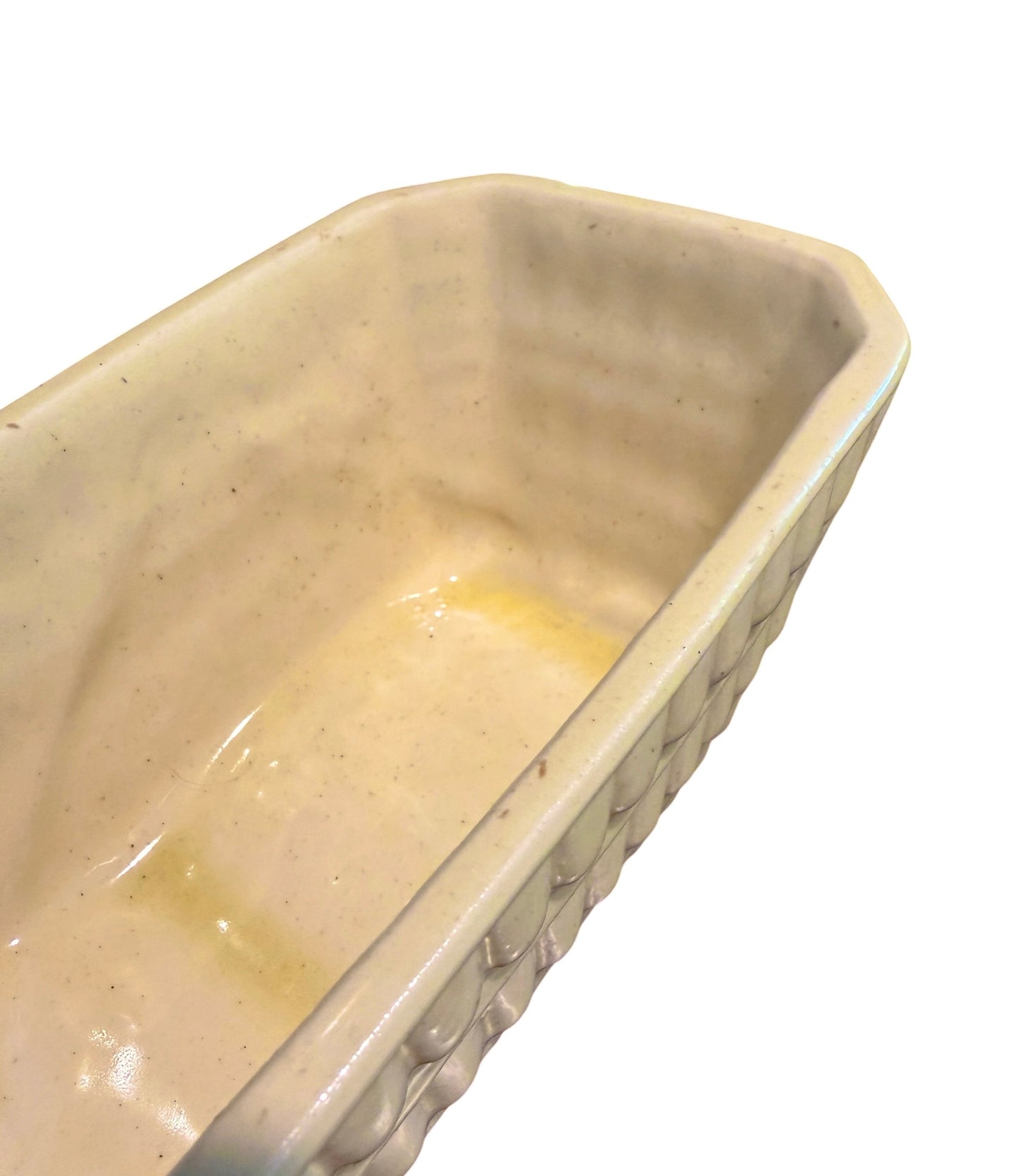 Brush Pottery Vintage Rectangular Planter – Basket Weave / Fish Scale Pattern – USA Pottery