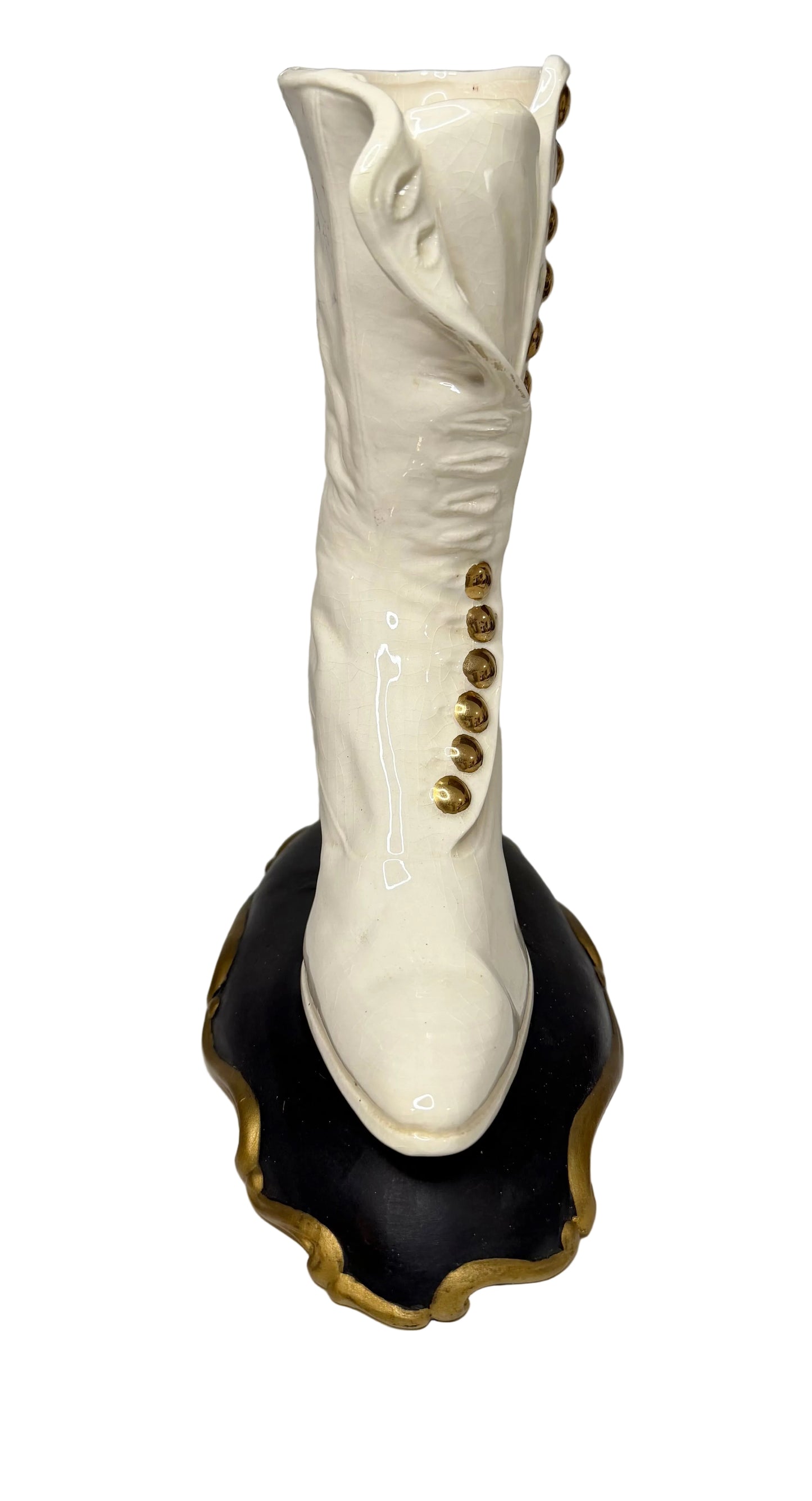 Vintage Victorian-Style Ceramic Boot Vase – 1969