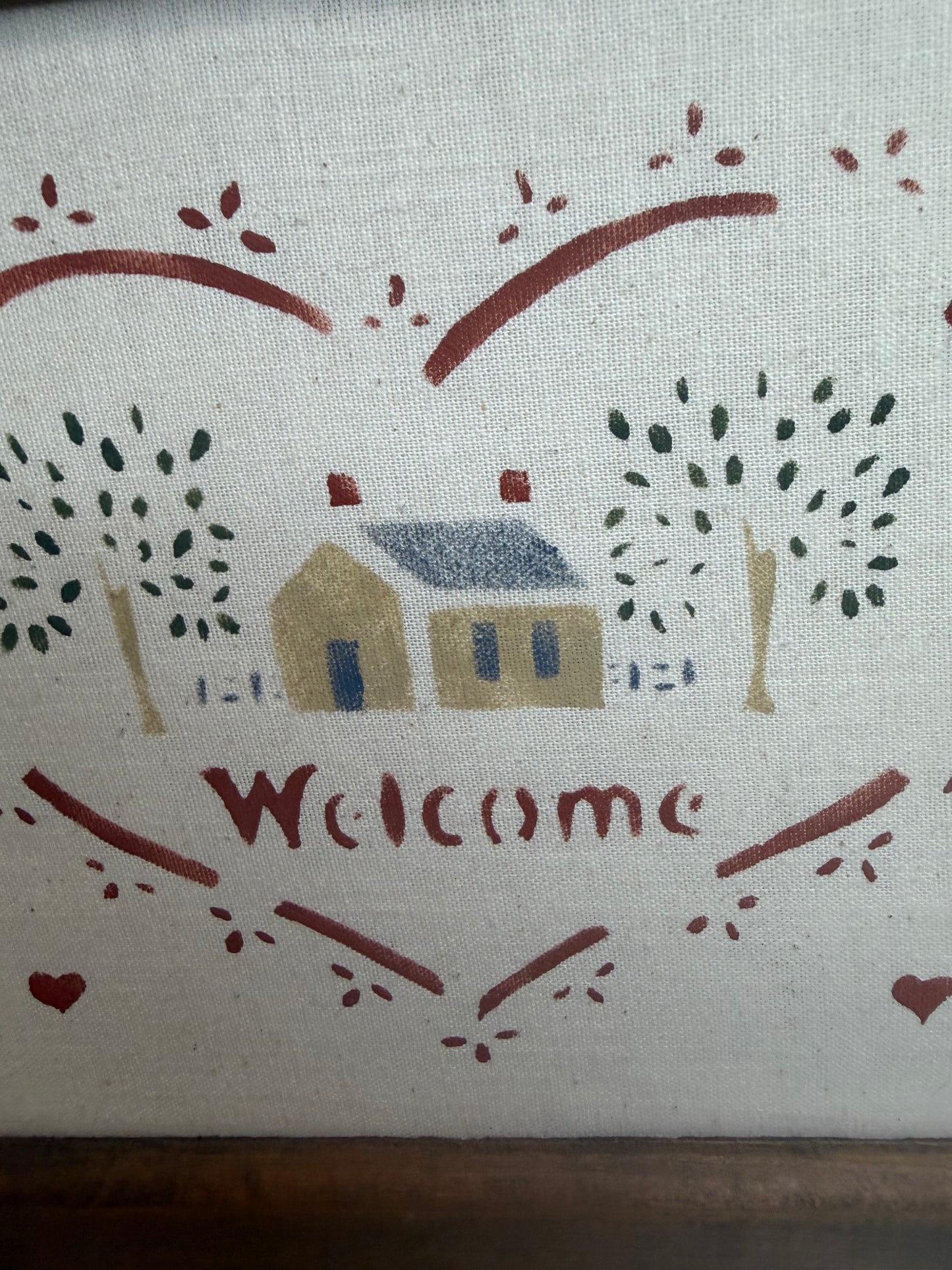Folk Art “Welcome” Framed Sign