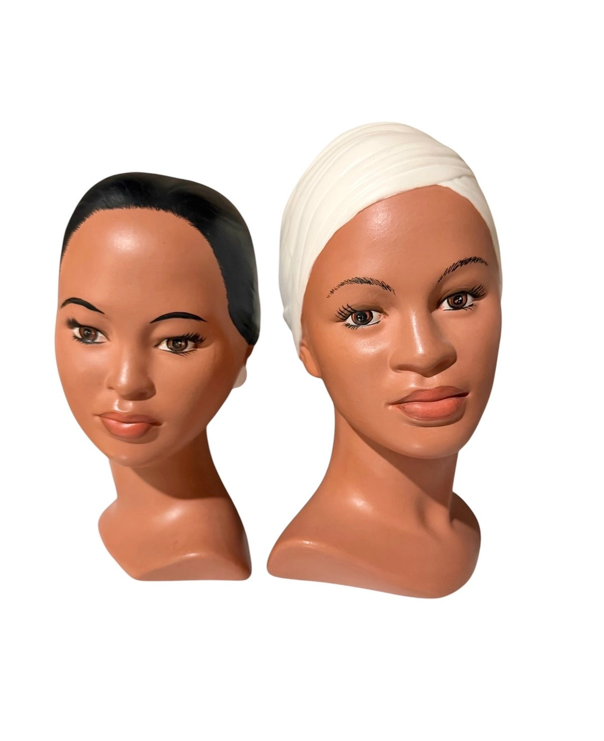 Marwal Chalkware Busts – Pair of Mid-Century Modern Figurative Sculptures (1972)