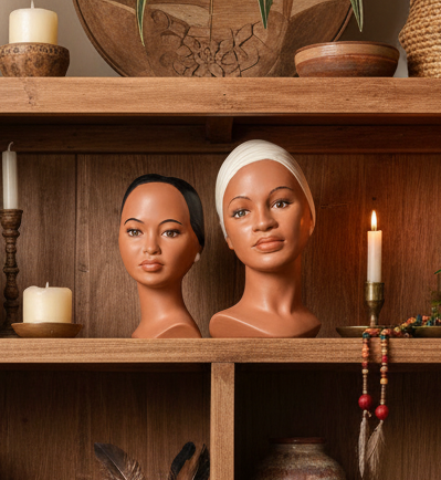 Marwal Chalkware Busts – Pair of Mid-Century Modern Figurative Sculptures (1972)