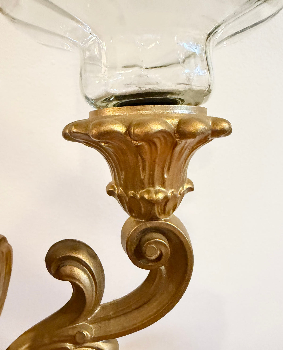 HOMCO 4118 Gold Hollywood Regency Wall Sconces – Pair with Glass Votive Cups – 16”