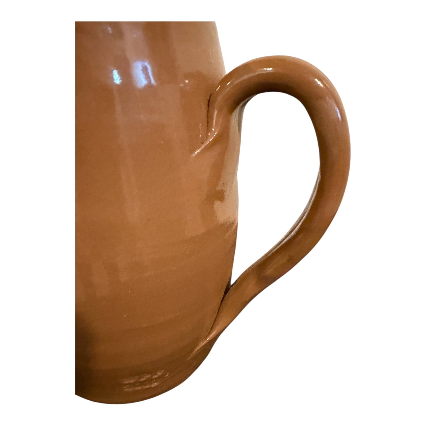 Williamsburg Pottery Factory WPF Stoneware Pitcher – 2002 Vintage - Brown Glaze with Blue Floral Detail