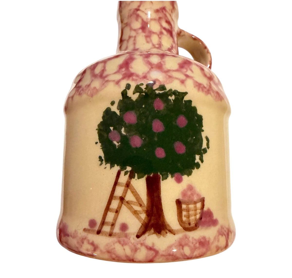 Alpine Pottery 1997 Cranberry Spongeware Jug Soap Dispenser – Roseville, Ohio