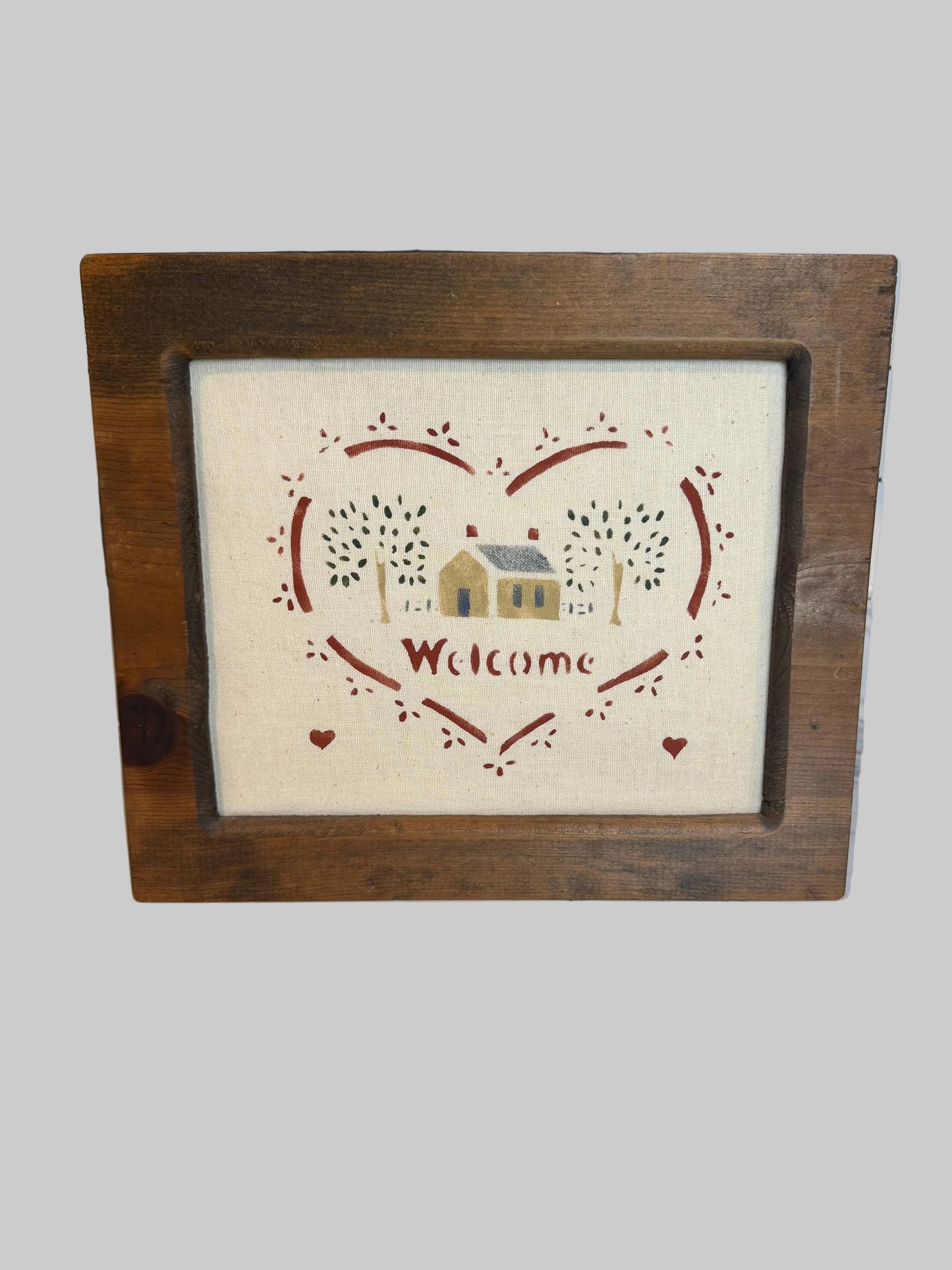Folk Art “Welcome” Framed Sign