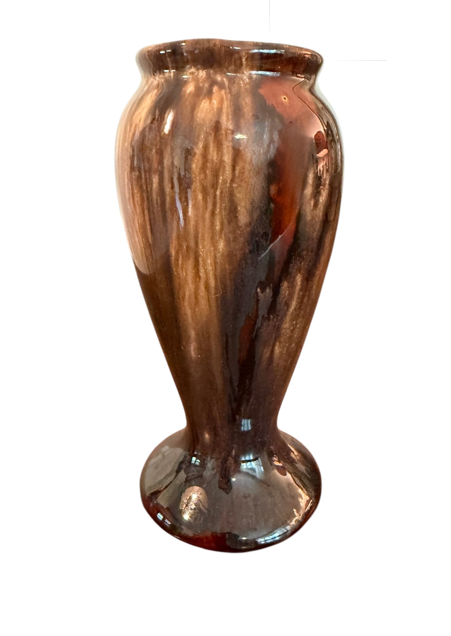 Brush McCoy Brown Onyx Vintage Vase #745 | 1930s Pottery | Mottled Drip Glaze Pedestal Vase
