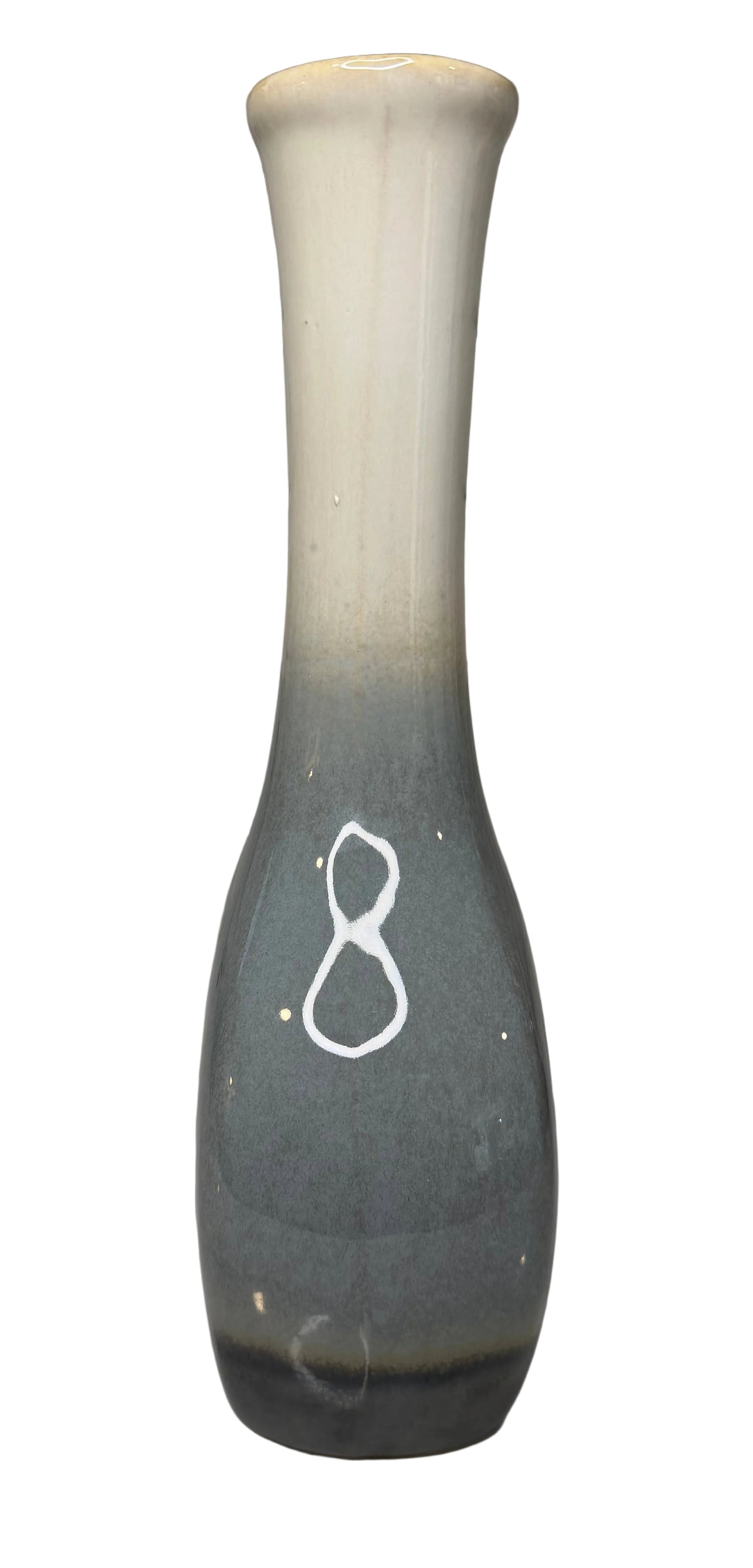 Vintage Art Nouveau Style Ceramic Vase – Blue to White Ombre Glaze