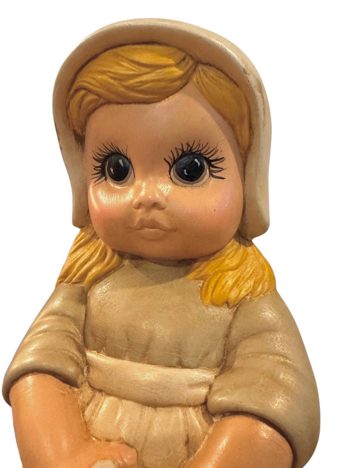 Vintage Hand-Painted Ceramic Girl Figurine | Cottagecore Fall Decor | 1987 | 10”